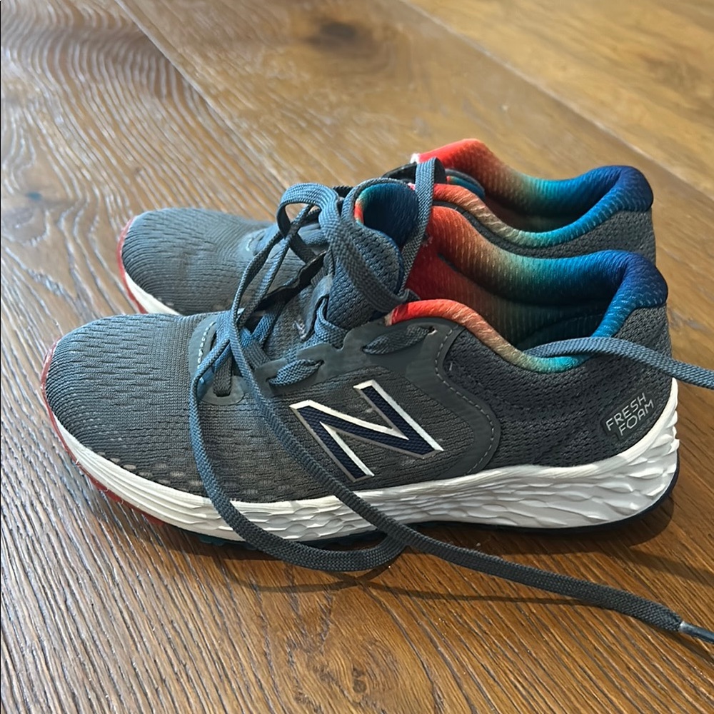 New Balance Kids' Gray and Red Sneakers - Picture 3 of 5